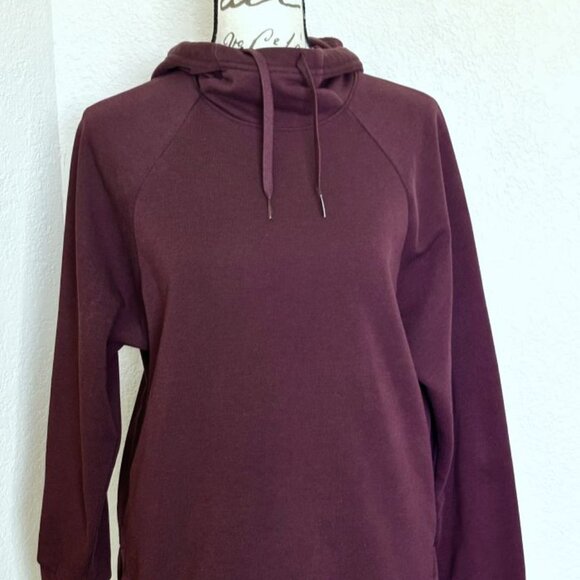 Maroon Nike Dri-Fit Athletic Oversized Hoodie Long Length Pockets Women's XS EUC - Picture 5 of 12